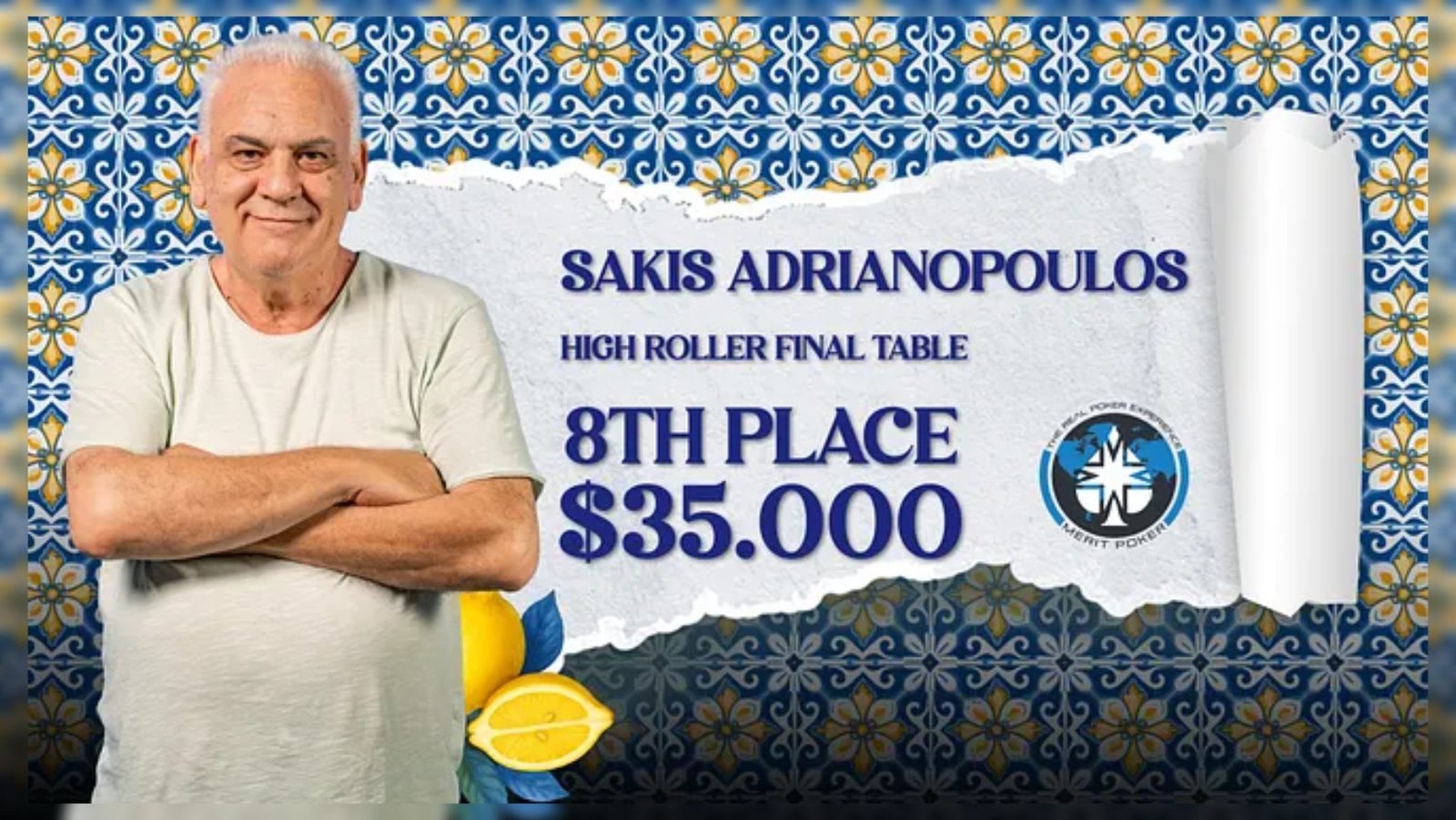 Merit Poker: 8η Θέση για τον Σάκη Ανδριανόπουλο στο $5.300 High Roller