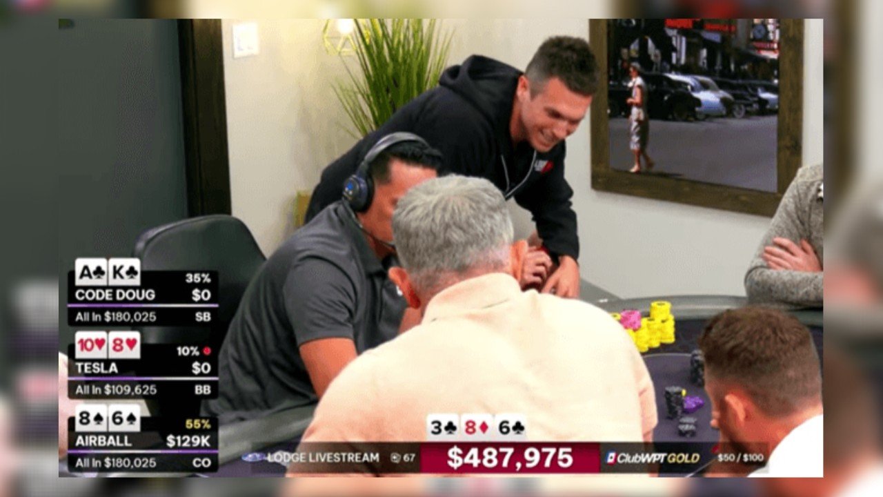 O Doug Polk ρισκάρει σε $500.000 Three-way pot με nut flush draw απέναντι στον Nik Airball