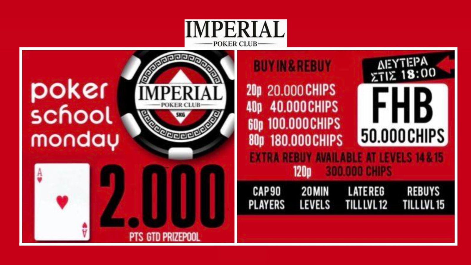 Poker School Monday στο Imperial: Έναρξη εβδομάδας με 2.000p GTD!